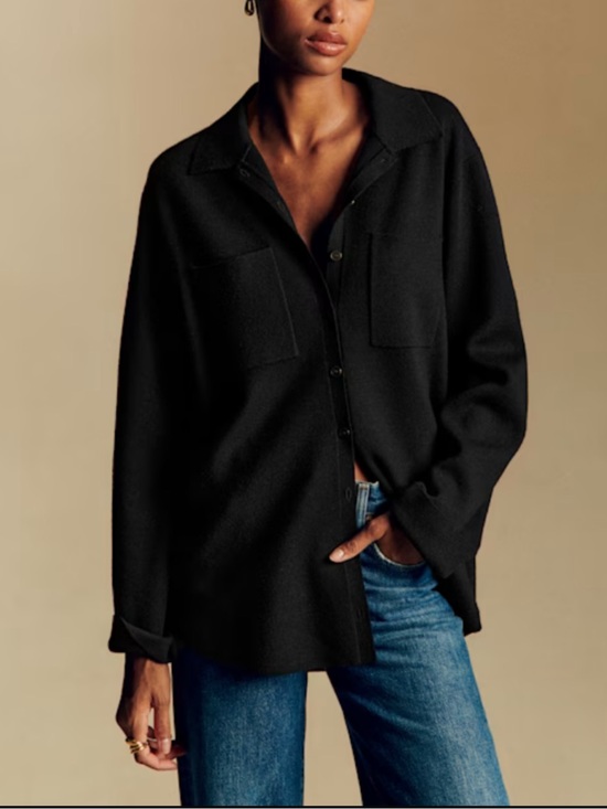 Sezane Sweaters - Sezane 100% Merino Wool Emily Cardigan Shirt Sweater Jacket with Chest Pockets